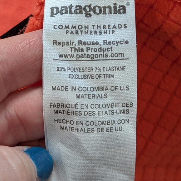 Patagonia R1 Orange Pink Fleece Lined 1/2 Zip Pullover M - Picture 7 of 9